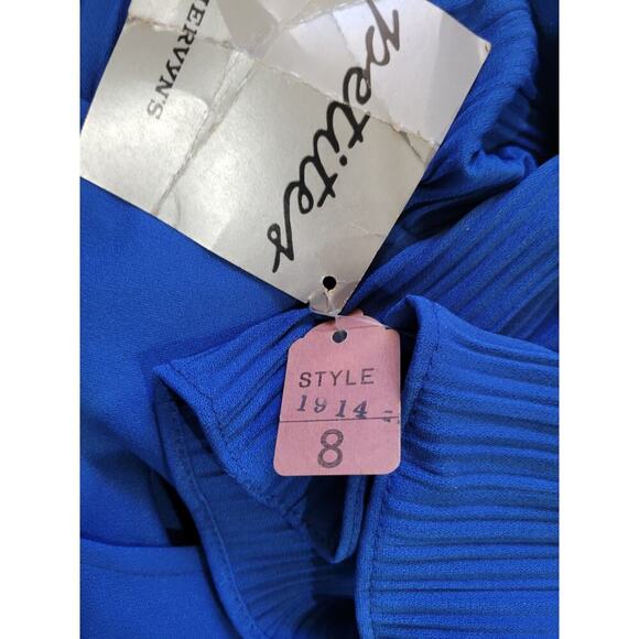 Riccardo women's royal blue Pleated layered vintage Dress from Mervyns - size 8 - Picture 11 of 12